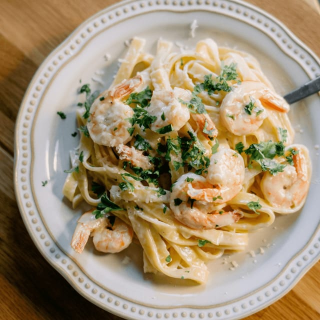 Shrimp Alfredo Pasta.